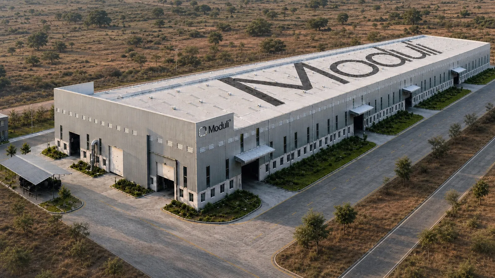 Aerial view of the Moduli factory