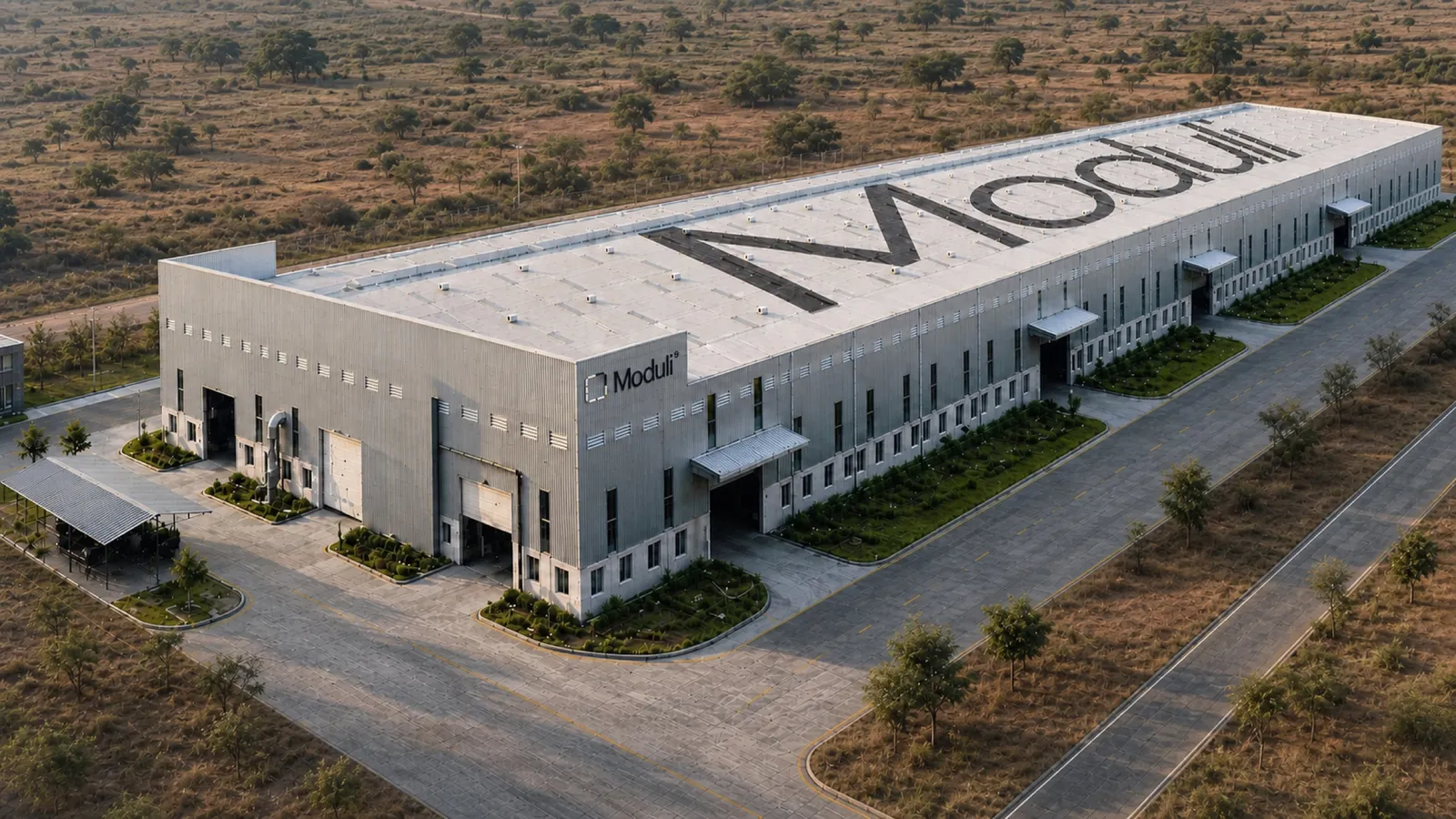 Aerial view of the Moduli factory