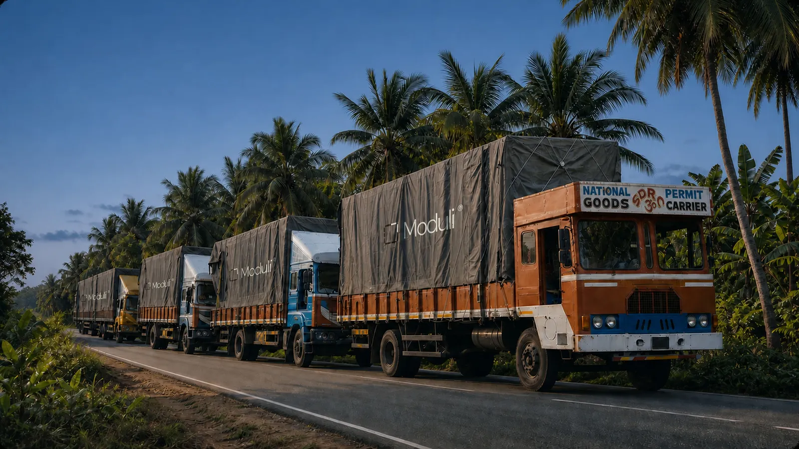 Moduli modules transported by a convoy of covered trucks