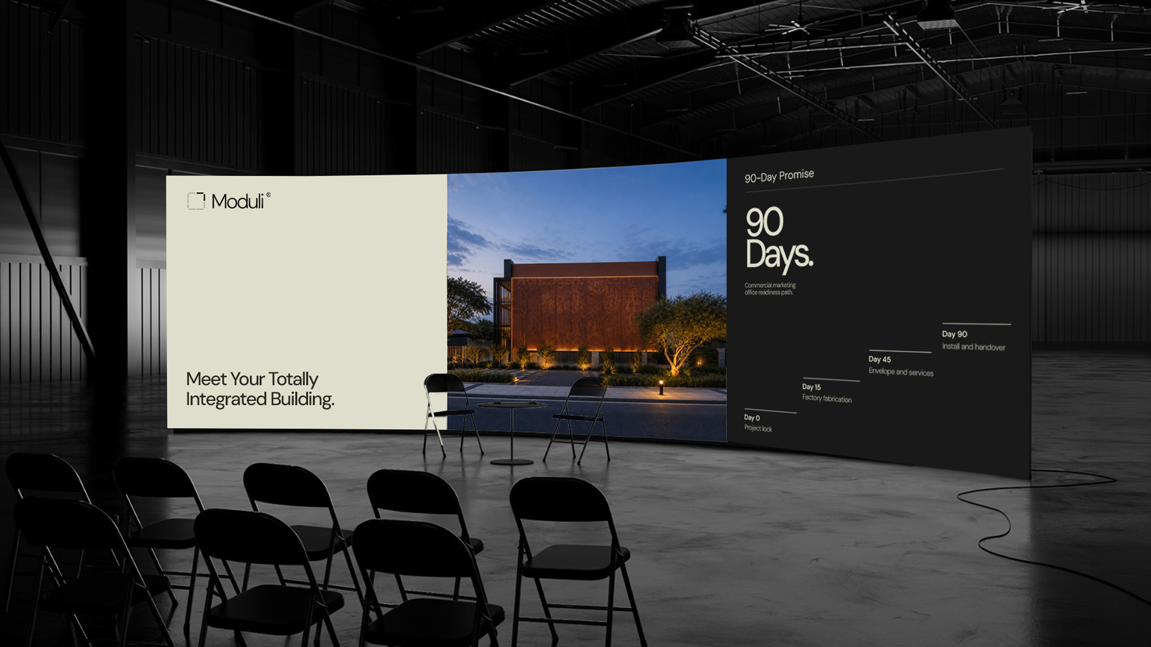 A Moduli project reveal presented in an auditorium