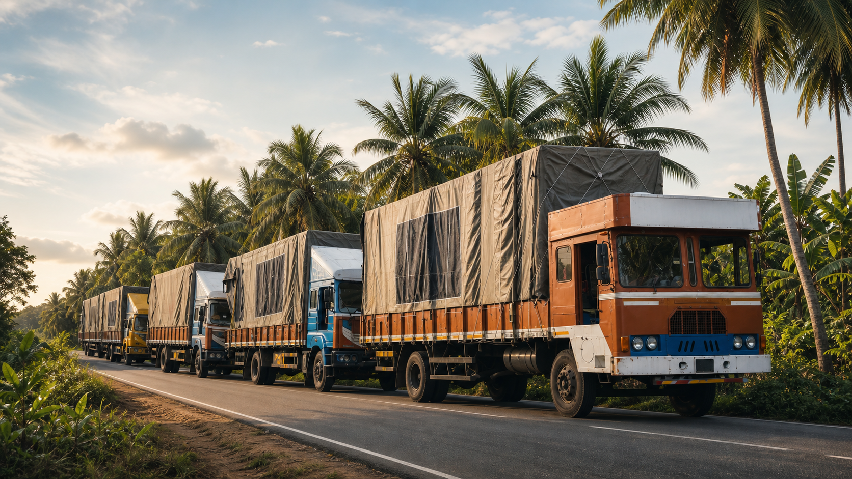 Moduli modules transported by a convoy of covered trucks